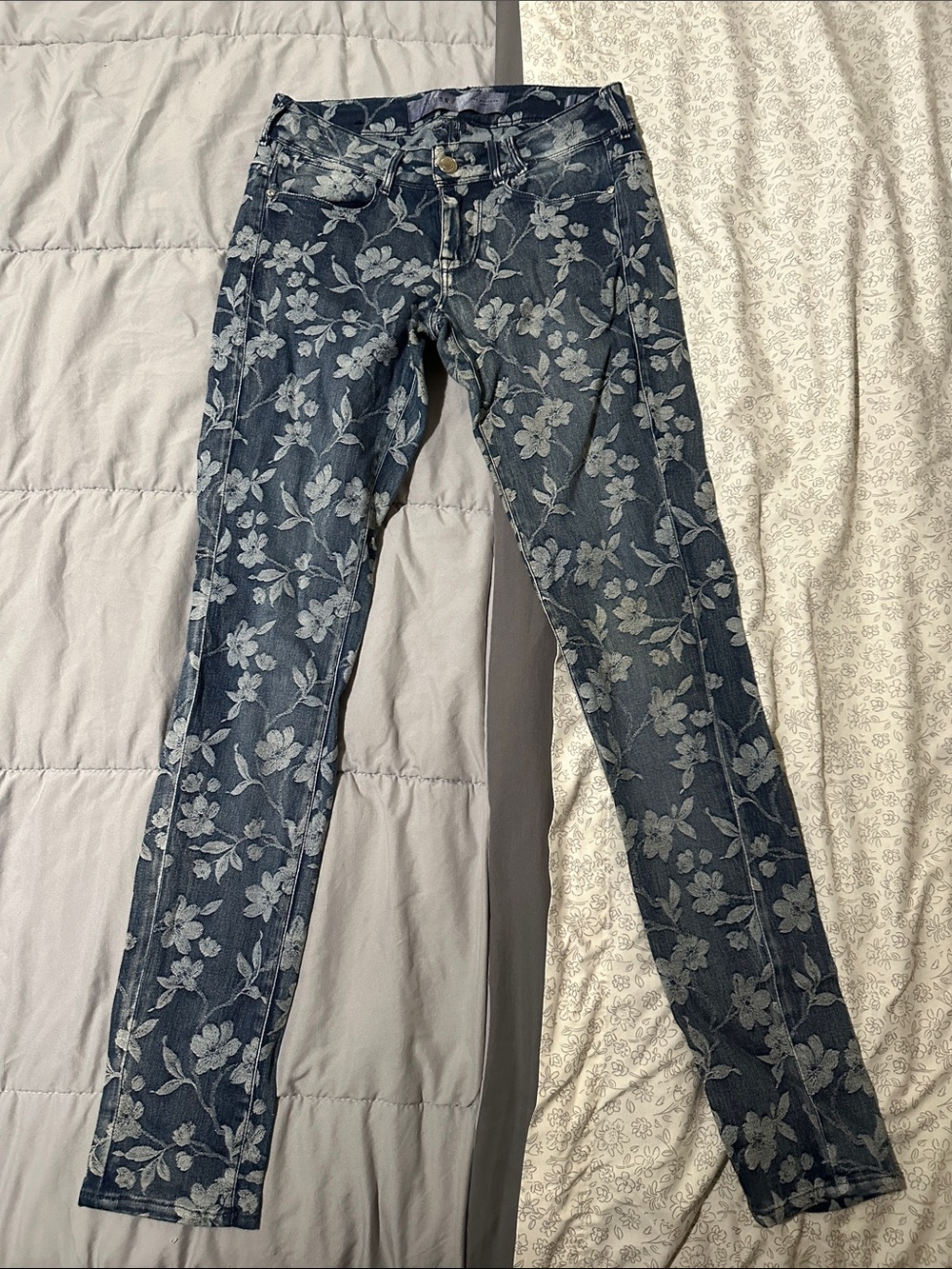 Guess Floral Skinny Jeans - Blue